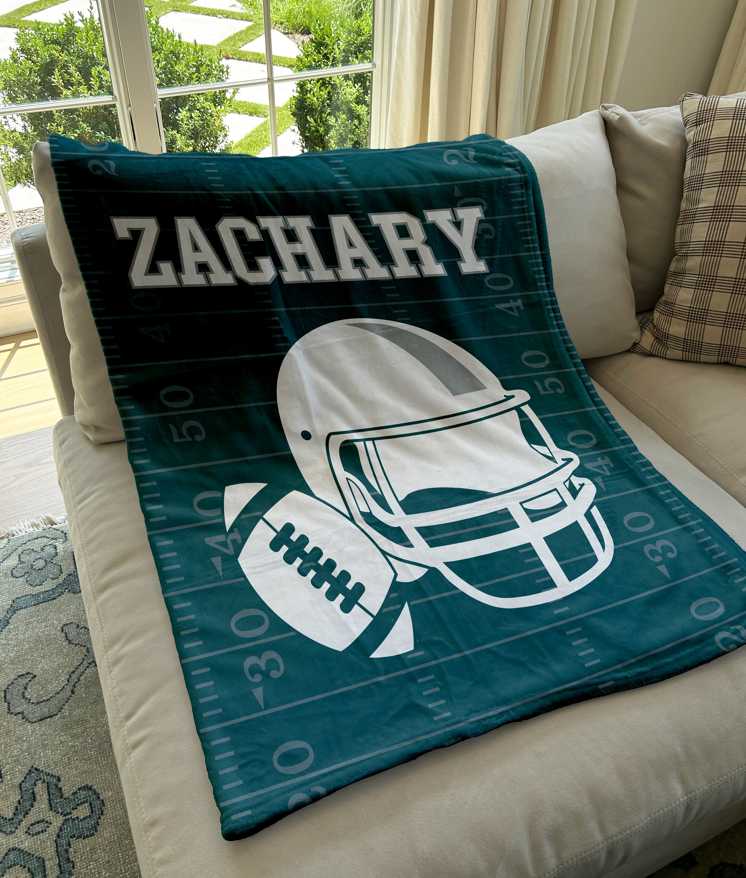 Custom Football Blanket with Name, Custom Name Blanket, Football Blanket, Sports Blanket, Team Gift, Gift for him, Football Gift