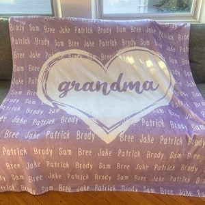 Name in Heart Blanket Personalized Gift with Names & Color of Your Choice Personalized Name Blanket, Mothers Day Gifts image 5