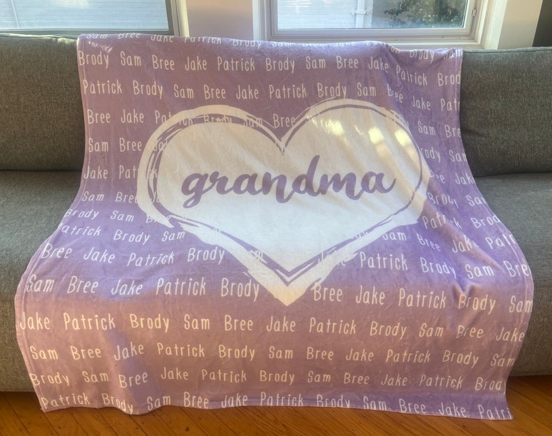 Name in Heart Blanket Personalized Gift with Names & Color of Your Choice Personalized Name Blanket, Mothers Day Gifts image 5