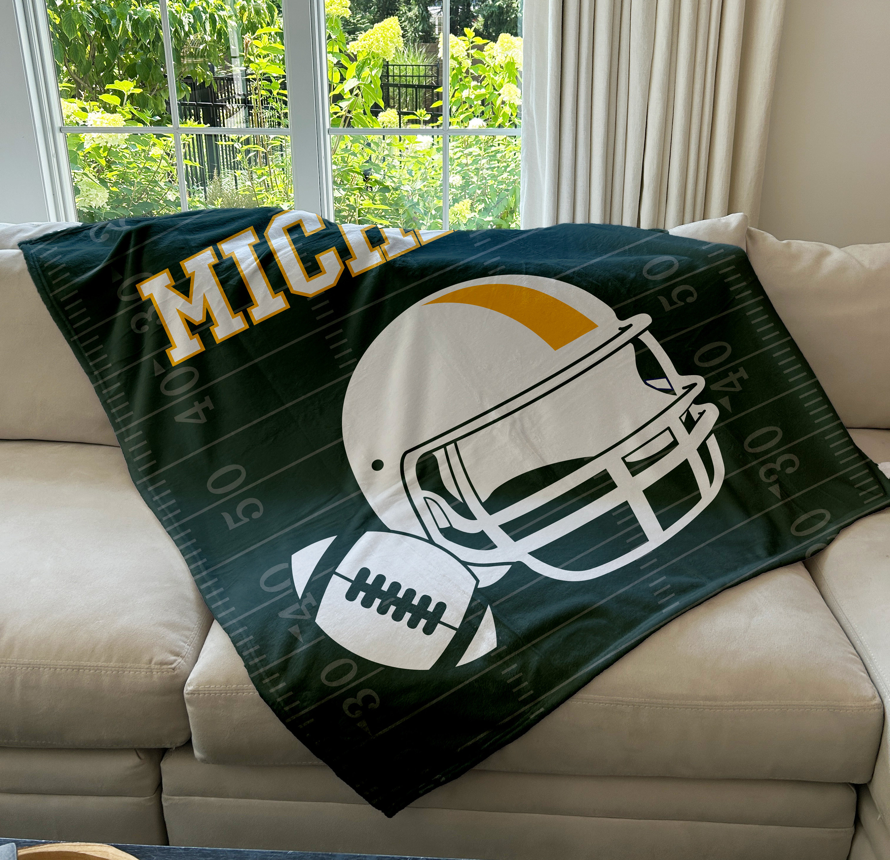 Custom Football Blanket with Name, Custom Name Blanket, Football Blanket, Sports Blanket, Team Gift, Gift for him, Football Gift