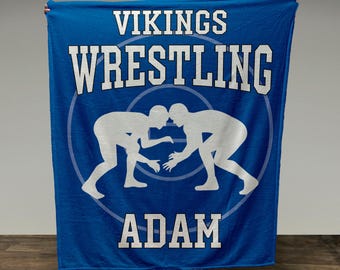Custom Wrestling Blanket, Custom Name Blanket, Wrestling Blanket, Sports Blanket, Team Gift, Wrestling Gift, Fleece/Sherpa, 50+ colors
