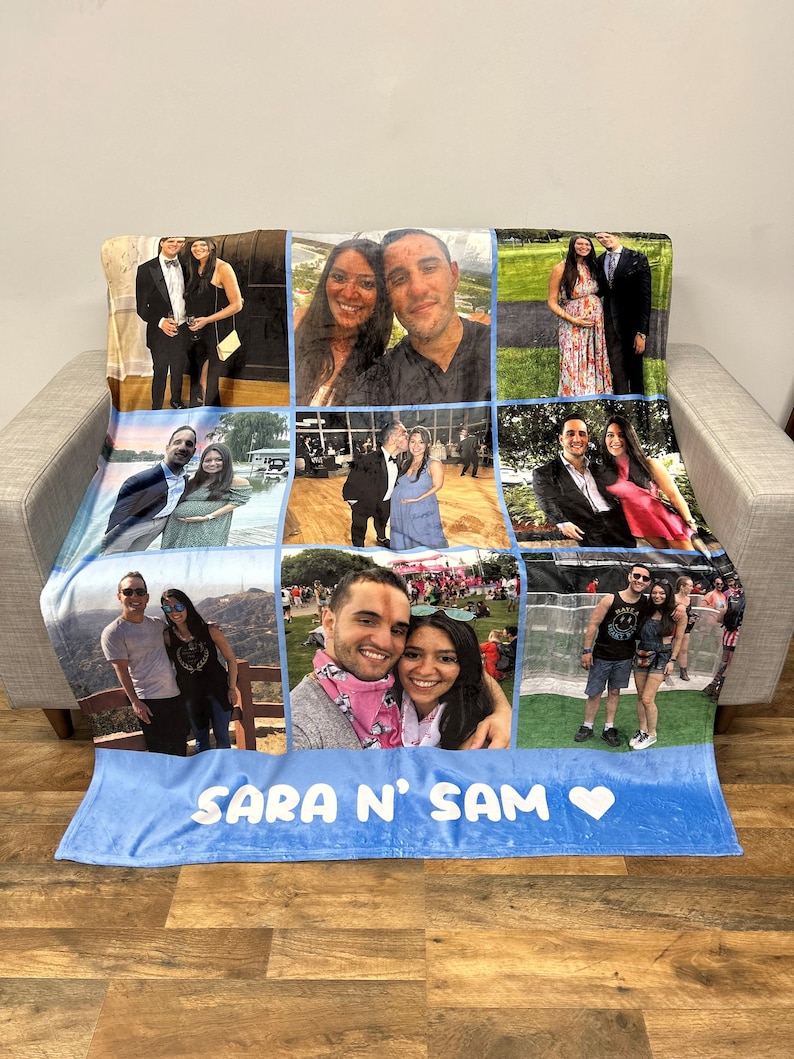 Personalized Photo Blanket, Photo Blanket with Text, Personalized Gift, Memorial Blanket, Anniversary Gift, Couples Gift, Gift for Her image 10