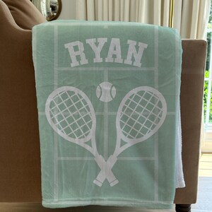 Personalized Tennis Blanket, Custom Name Blanket, Tennis Blanket, Sports Blanket, Team Gift, Tennis Gift, Fleece/Sherpa, School Team Gift bild 8