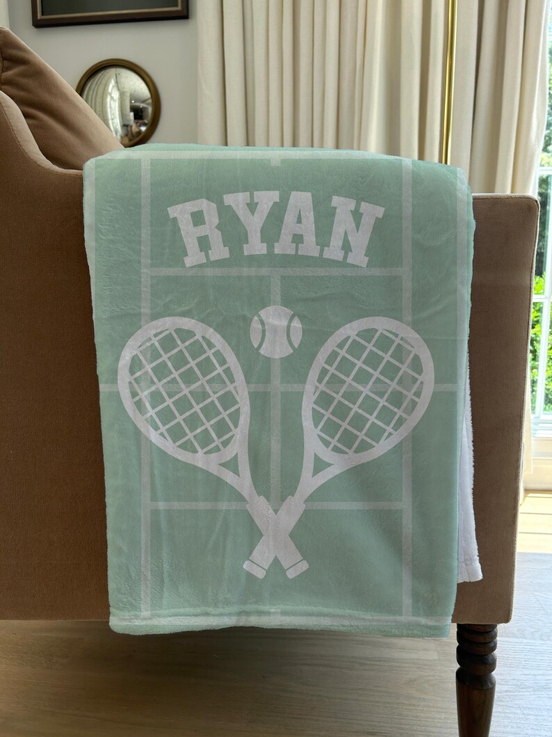 Personalized Tennis Blanket, Custom Name Blanket, Tennis Blanket, Sports Blanket, Team Gift, Tennis Gift, Fleece/Sherpa, School Team Gift bild 8