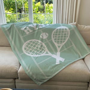 Personalized Tennis Blanket, Custom Name Blanket, Tennis Blanket, Sports Blanket, Team Gift, Tennis Gift, Fleece/Sherpa, School Team Gift bild 7