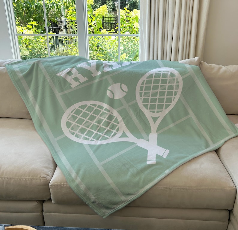 Personalized Tennis Blanket, Custom Name Blanket, Tennis Blanket, Sports Blanket, Team Gift, Tennis Gift, Fleece/Sherpa, School Team Gift bild 7