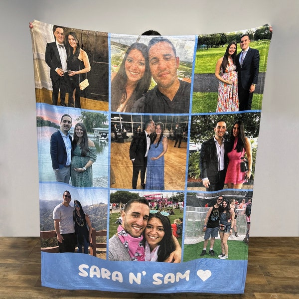 Personalized Photo Blanket, Photo Blanket with Text, Personalized Gift, Memorial Blanket, Anniversary Gift, Couples Gift, Gift for Her