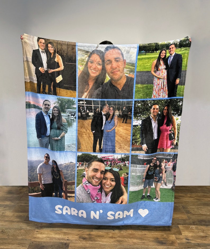 Personalized Photo Blanket, Photo Blanket with Text, Personalized Gift, Memorial Blanket, Anniversary Gift, Couples Gift, Gift for Her image 1