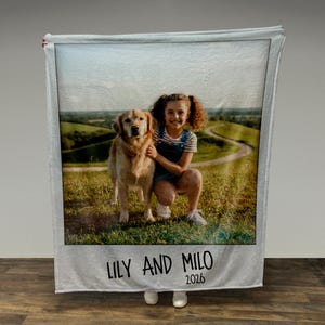 Personalized Photo Blanket, Blanket with Custom Photo & Text, Retro Style Photo, Custom Photo Blanket, Anniversary Gift, Valentines Gift