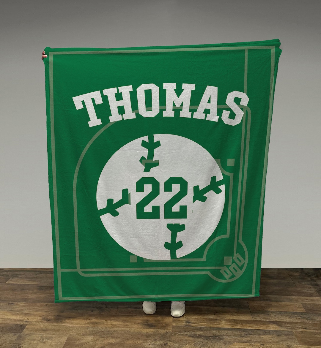Custom Baseball Blanket With Name and Number, Custom Name Blanket