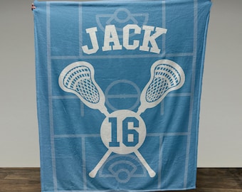Custom Lacrosse Blanket with Name and Number, Custom Name Blanket, Lacrosse Blanket, Sports Blanket, Team Gift, Sports Gift, Lacrosse Gift