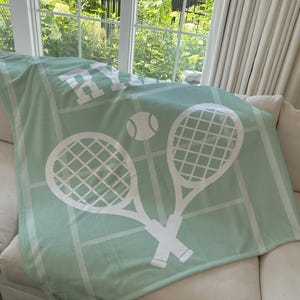 Personalized Tennis Blanket, Custom Name Blanket, Tennis Blanket, Sports Blanket, Team Gift, Tennis Gift, Fleece/Sherpa, School Team Gift bild 6