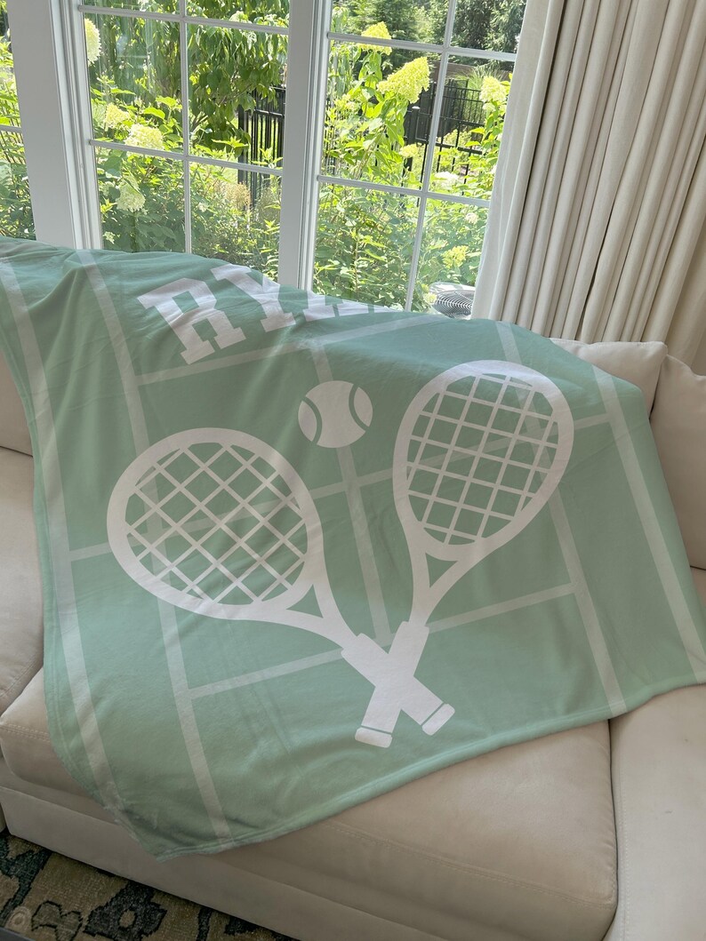 Personalized Tennis Blanket, Custom Name Blanket, Tennis Blanket, Sports Blanket, Team Gift, Tennis Gift, Fleece/Sherpa, School Team Gift bild 6