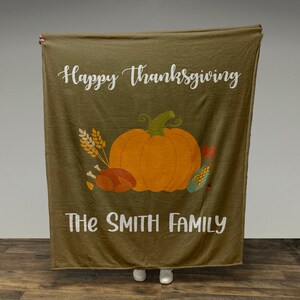 Custom Thanksgiving Blanket: Personalized Fall Decor, Minky Fleece