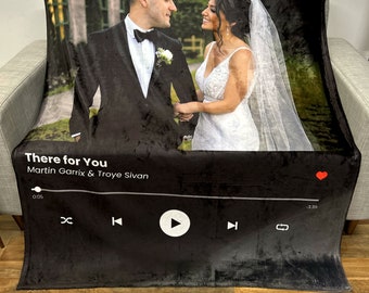 Personalized Music Blanket Blanket with Custom Photo Song Choice Valentines Gift Gift Blanket Couples Gift Anniversary Christmas