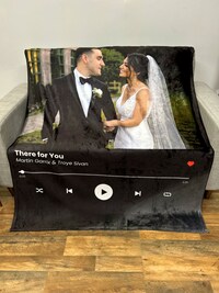 Personalized Music Blanket, Blanket with Custom Photo & Song Choice, Valentines Gift, Gift Blanket, Couples Gift, Anniversary, Christmas