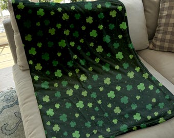 St. Patrick's Day Shamrock Minky Fleece Blanket: Irish Throw Blanket