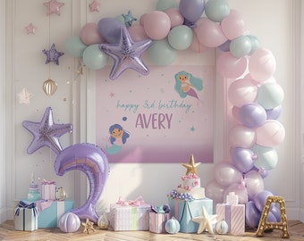 Mermaid Birthday Banner: Personalized Under The Sea Party Backdrop