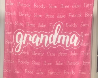 Personalized Grandma Blanket: Custom Name Fleece or Sherpa Throw