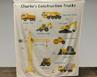 Personalized Construction Truck Blanket: Custom Kids Blanket