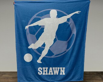 Custom Soccer Blanket, Custom Name Blanket, Soccer Blanket, Sports Blanket, Team Gift, Soccer Gift, Fleece/Sherpa, 50+ colors