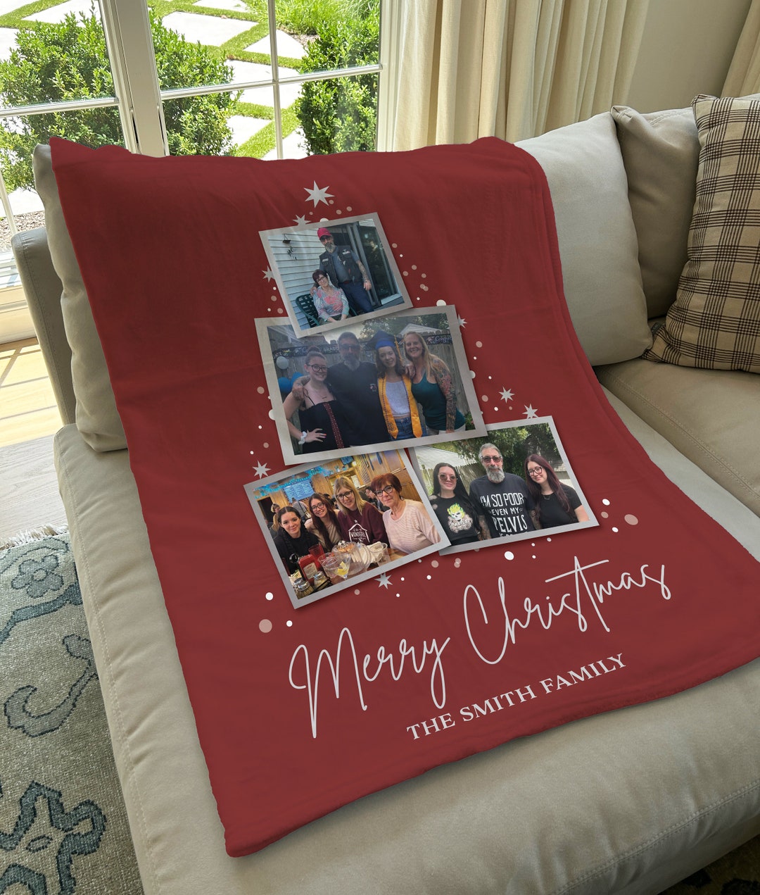 Personalized Christmas Tree Photo Blanket, Custom Blankets, Christmas ...