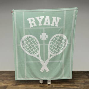 Personalized Tennis Blanket, Custom Name Blanket, Tennis Blanket, Sports Blanket, Team Gift, Tennis Gift, Fleece/Sherpa, School Team Gift bild 1