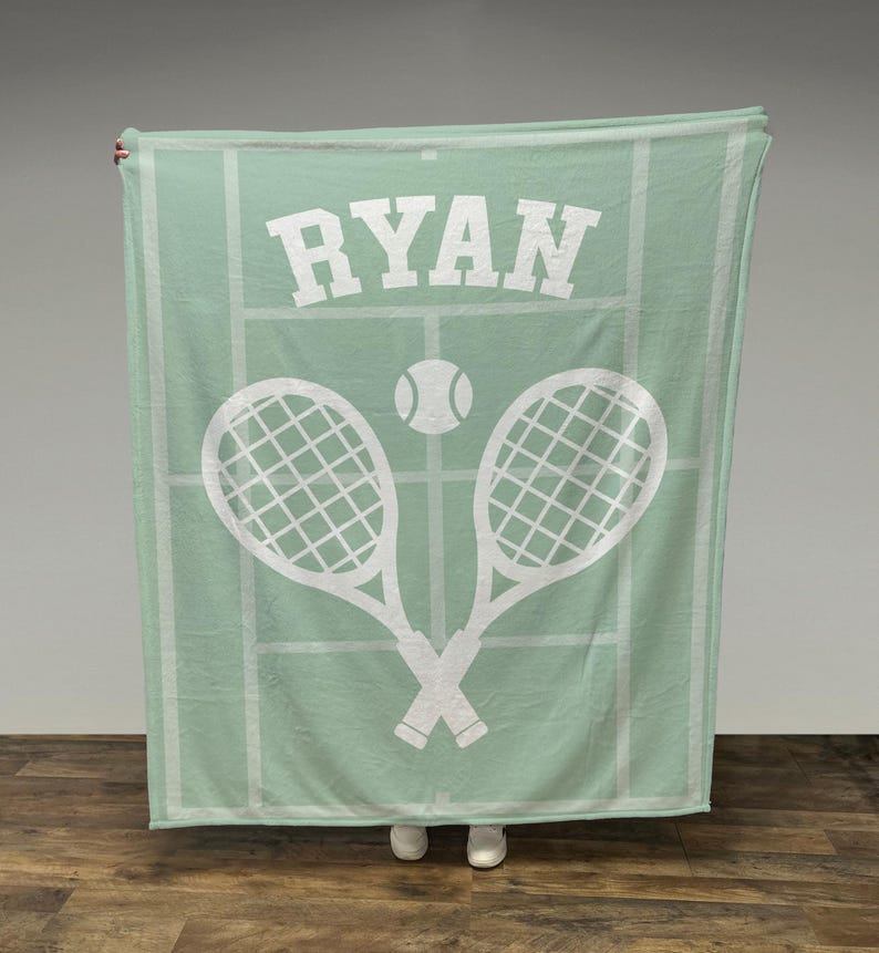 Personalized Tennis Blanket, Custom Name Blanket, Tennis Blanket, Sports Blanket, Team Gift, Tennis Gift, Fleece/Sherpa, School Team Gift bild 1