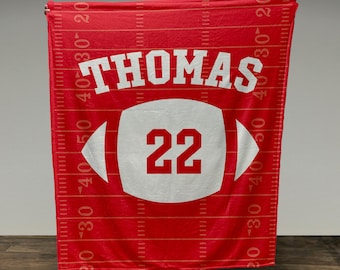 Personalized Football Blanket: Custom Name & Number, Custom Team Gift, Personalized Sports Blanket, Football Player or Coach Gift