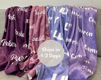 Personalized Custom Name Blanket, 3 sizes Fleece/Sherpa, 30+ Colors, Baby/Girl/Boy/Adult Blanket, Custom Gift, Personalized Blanket
