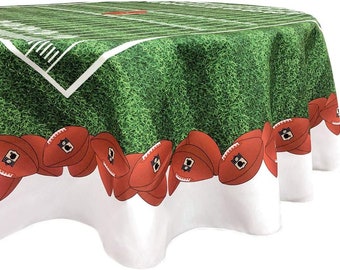 Football Tablecloth, Football Field Table Cover, Game Day Tablecloth, Football Part Decor, 70 Round Tablecloth