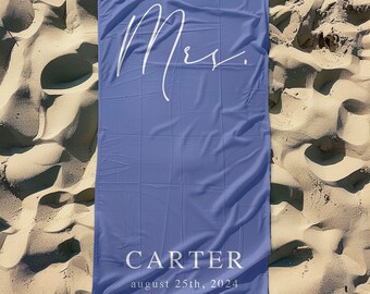 Custom Bride Beach Towel, Custom Mr & Mrs Pool Towel, 30&quot;x60&quot; Beach Towel, Personalized Gift for Newlyweds, Honeymoon Gift, Wedding Gift