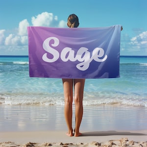 Custom Beach Towel, Personalized Name Pool Towel, 30&quot;x60&quot; Beach Towel, Personalized Towel with Name, Gift for Kids, Ombre Beach Towel