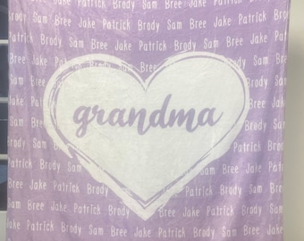 Name in Heart Blanket | Personalized Gift with Names & Color of Your Choice | Personalized Name Blanket, Mothers Day Gifts