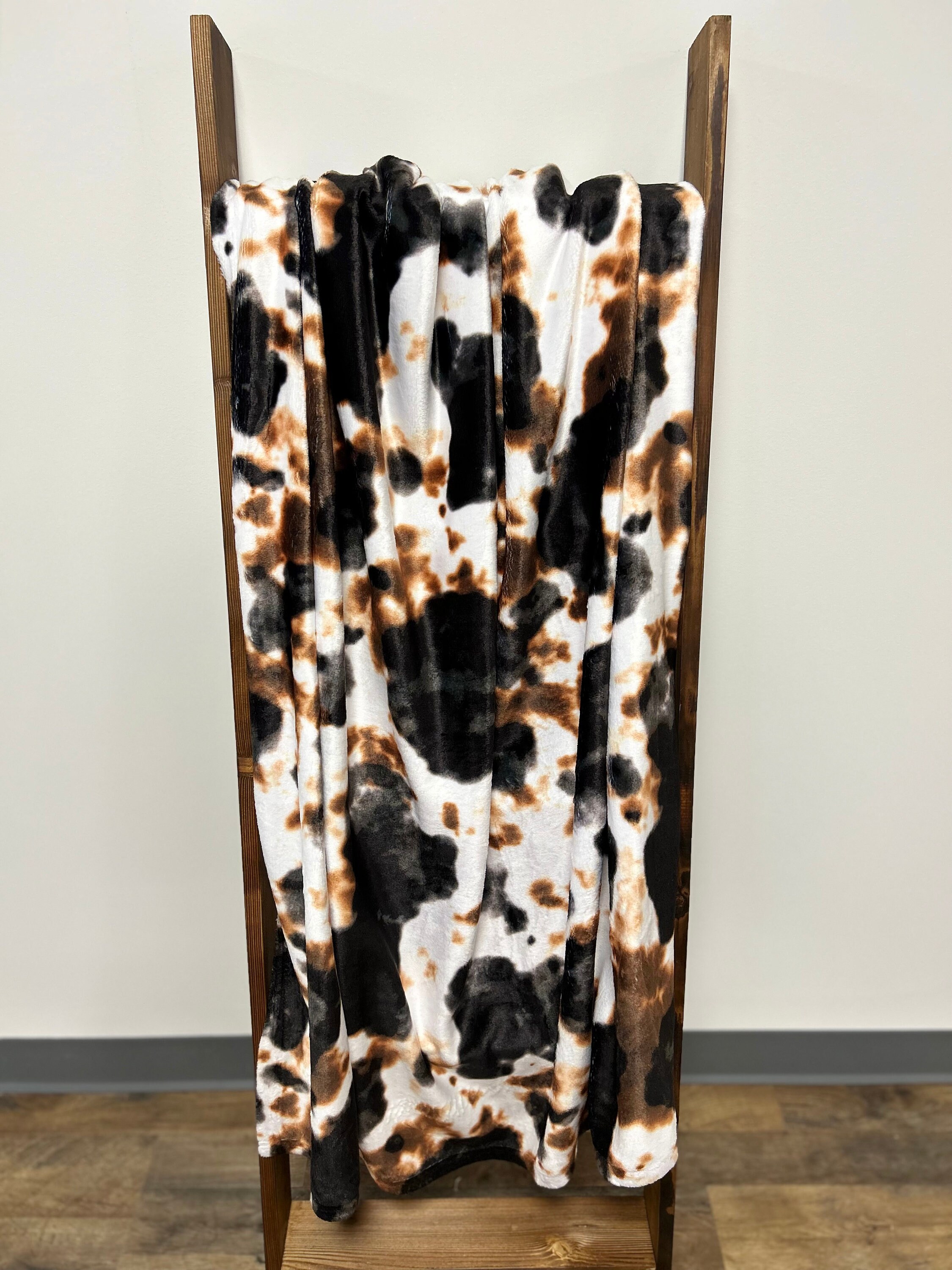 Black & Brown Cow Hide Print Blanket | Western Home Decor | Cow Print | 50" x 60" Throw Blanket | Gift for Boys, Girls, and Adults