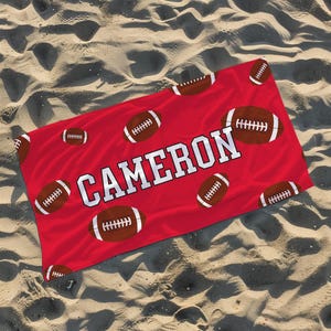 Personalized Football Beach Towel, Custom Name Pool Towel, 30"x60" Beach Towel, Personalized Gift for Toddlers/Kids/Adults, Team Gifts