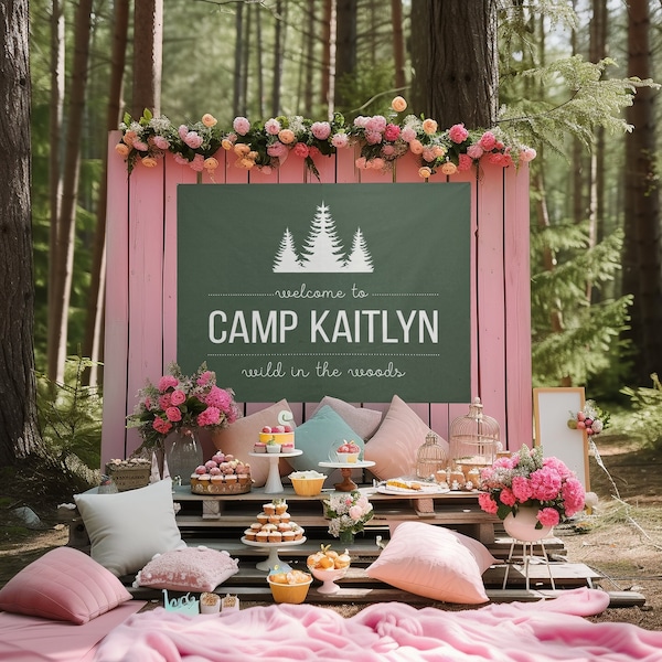 Custom Bachelorette Banner | Personalized Gift, Camp Flag or Backdrop for Glamping Bach Weekend | Multiple Sizes and Built-In Hang Ties