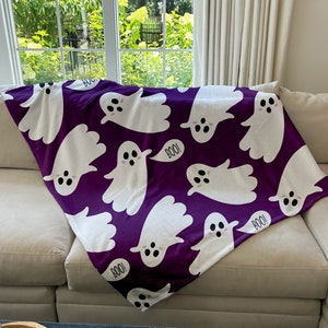thumbnail image 2 of Personalized Pink Ghosts Halloween Blanket | Fleece Throw For Kids & Adults | 50x60 Inches 2 of 11