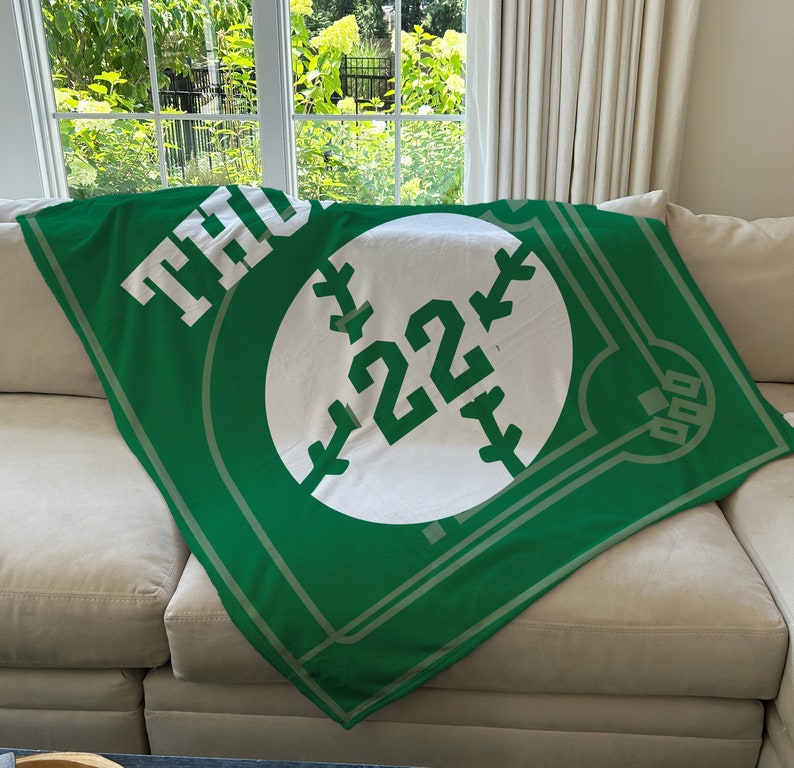 Custom Baseball Blanket With Name and Number, Custom Name Blanket