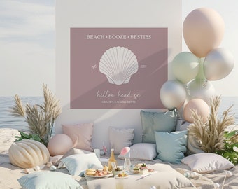 Custom Bachelorette Banner | Personalized Backdrop for Beach Weekend | Multiple Sizes and Built-In Hang Ties, Beach Theme Party, Girls Trip