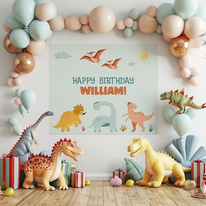 Dinosaur Custom Birthday Banner, Personalized Birthday Banner for Kids, Custom Banner, Printed, Personalized Gift, Birthday, Custom Sign