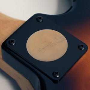 Guitar neck plate - Life on Mars - Black & Brass - Fender size