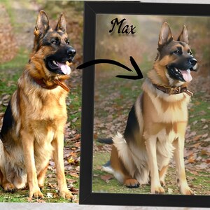 Pet Portrait, Custom Framed Portrait, Personalized Dog Wall Art, Pet Memorial Ideas, Digital or Print or Framed, Christmas Gift