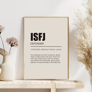 ISFJ Personality Type Poster, 16 Personalities Defender Printable, Minimalist Wall Art