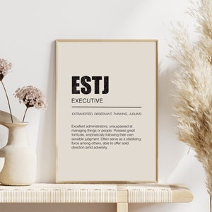 ESTJ Personality Type Poster, 16 Personalities Executive Printable, Minimalist Wall Art