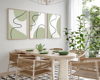 Set of 3 Boho Prints, Boho Wall Art, Olive Boho Prints, Olive Green Minimalist Home Decor, Gallery Wall Set