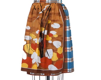 Upcycled Scarf Wrap Skirt: Floral Print Boho Summer Fashion, Size Small