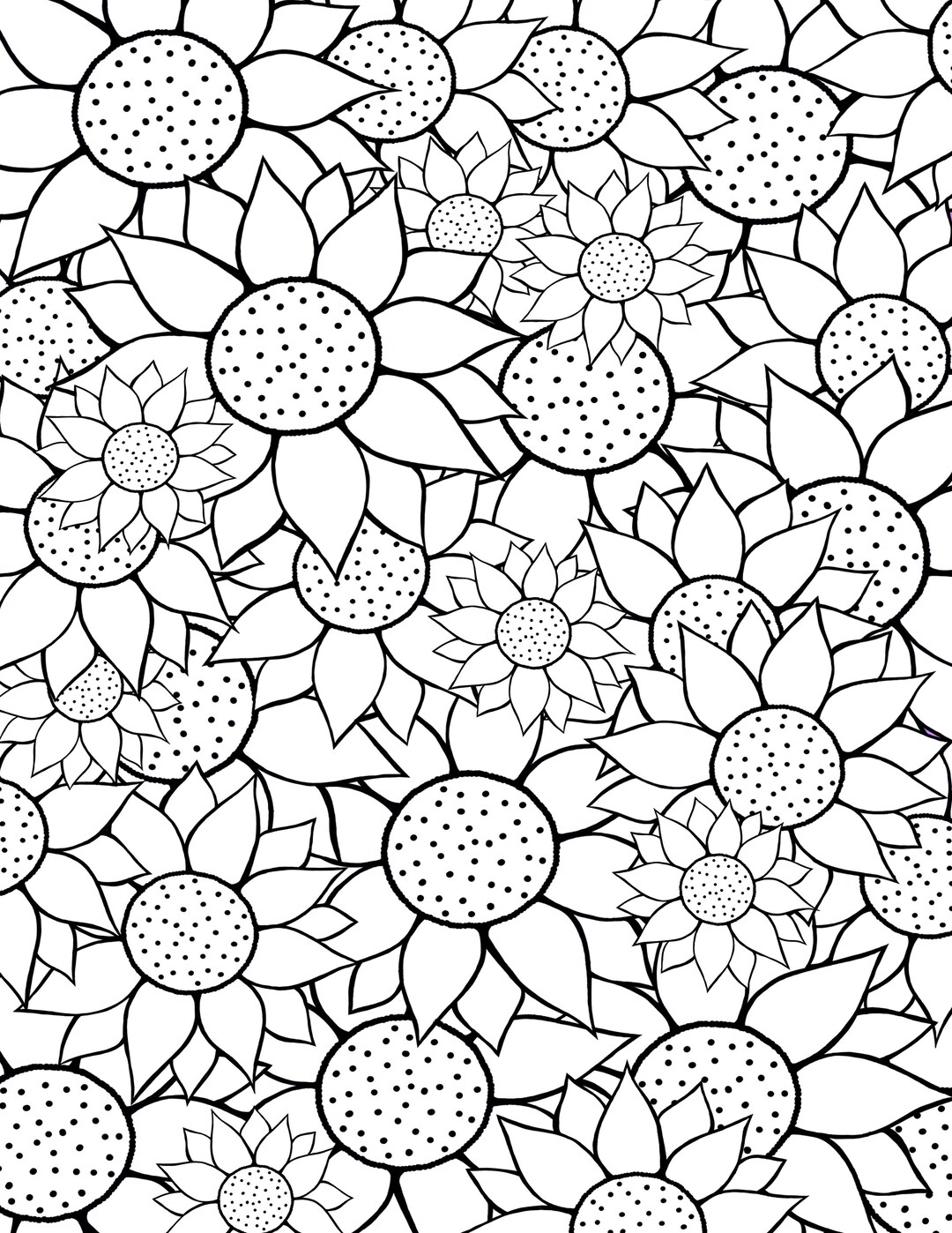 Sunflower Collage Coloring Sheet Etsy