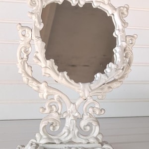 Mid Century Cast Iron Mirror by Iron Arts Co. /Tabletop Vanity Mirror / French Decor Art Nouveau