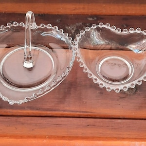 Two Vintage Heart Shape Candlewick Bowls by Imperial Glass Ohio